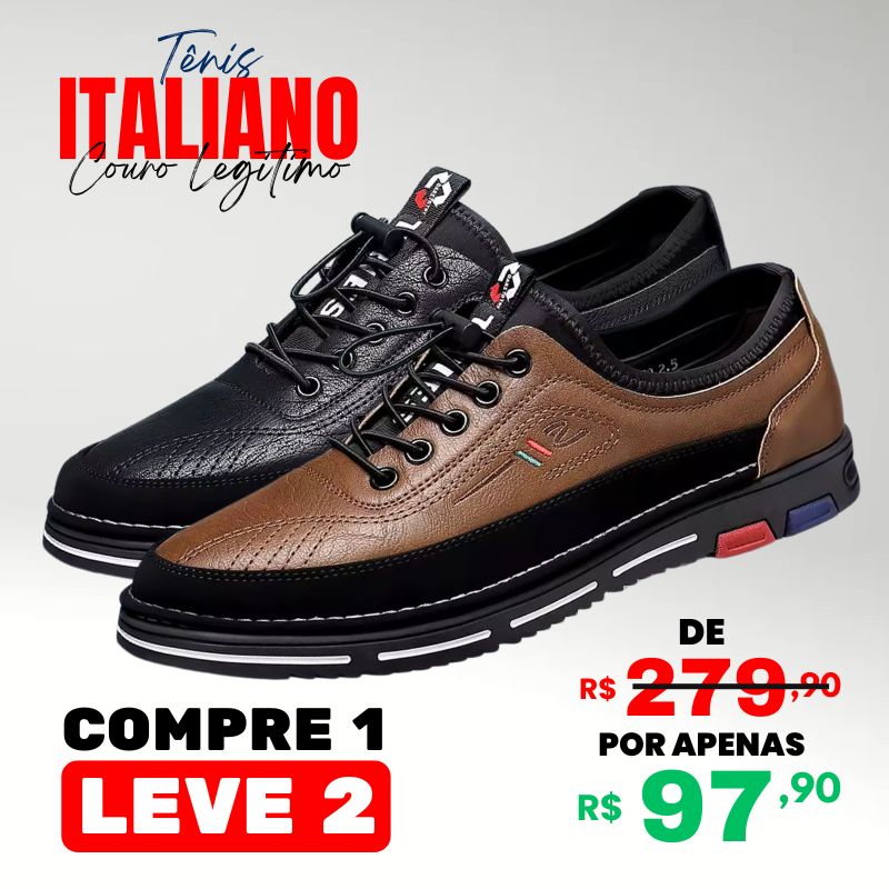 Kit 2 Tênis Ortopédico Italiano de Couro Legitimo (EM LIQUIDAÇÃO 2025)