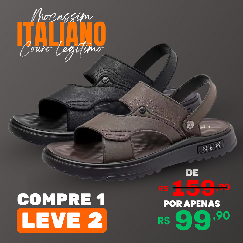 [ COMPRE 1 E LEVE 2 ] Mocassim Ortopédico Italiano em Couro Legítimo