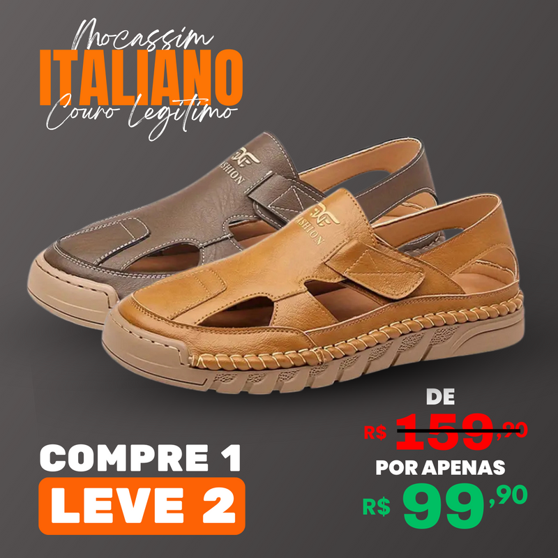 [ COMPRE 1 E LEVE 2 ] Mocassim Ortopédico Italiano em Couro Legítimo