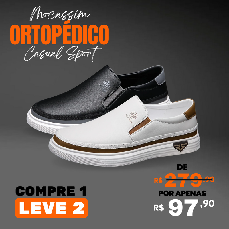 ( PROMOÇÃO ) Kit 2 Sapato Ortopédico de Couro Legitimo